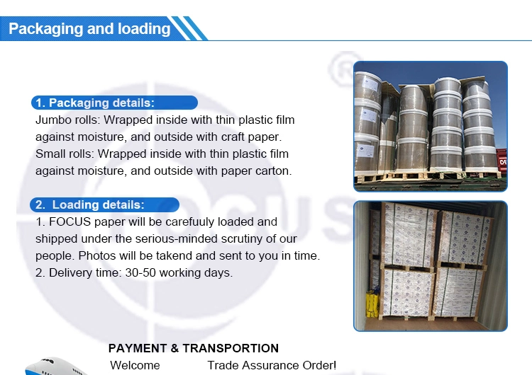 48GSM/55GSM Termal Kağıt Jumbo Rulo İyi P&uuml;r&uuml;zs&uuml;zl&uuml;k Y&uuml;zeyi 3