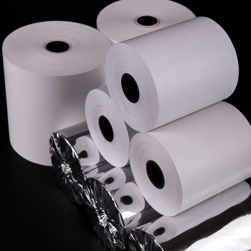 12000m Length POS Thermal Paper Roll With Good A Grade Whiteness And 100% Virgin Wood Pulp