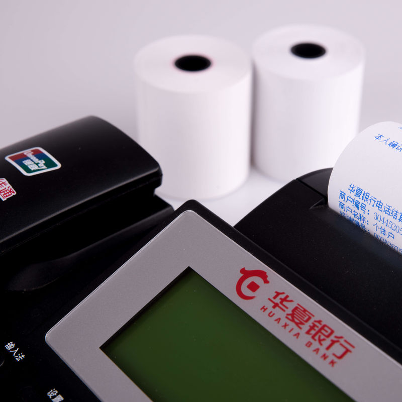 12000m Length POS Thermal Paper Roll With Good A Grade Whiteness And 100% Virgin Wood Pulp