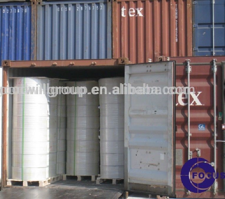 Wood Pulp BPA Free Black Image Jumbo Thermal Paper Roll 45 48 55 65gsm