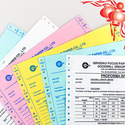 Çin Fabrikası 7 Ply NCR Kağıt CB CFB CF 55/50/55gsm 61*86/70*100cm Siyah/Mavi Resim Karbonsuz Kağıt